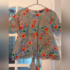 Artisan Floral Top Tie Front